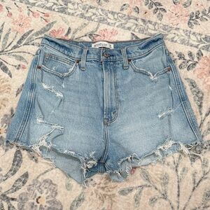 Abercrombie & Fitch Light Blue Distressed Jean Shorts